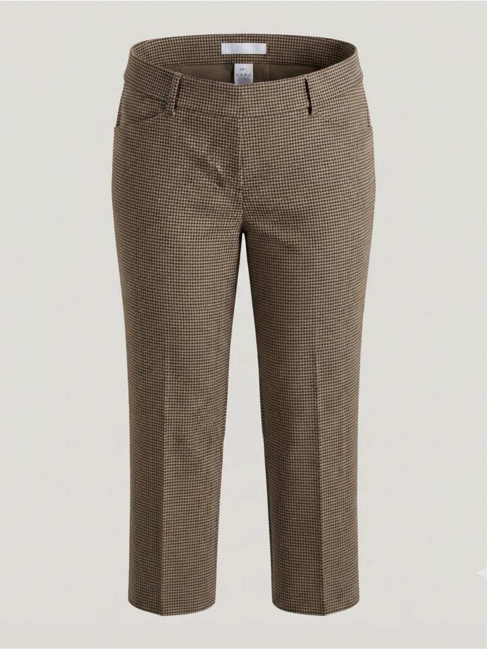 NWT Rafaella Pull On Pants Stretch Sz 16 Front Pockets Houndstooth Womens Brown